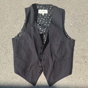 This is the Great Black Pinstripe Vest with Floral Lining